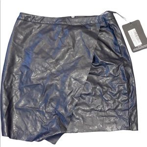 Luisa Black Faux Leather Wrap Mini Skirt- Size 6/UK 10